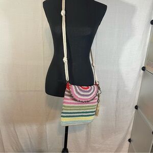 Sak Multicolored Crochet Woven Purse Crossbody boho